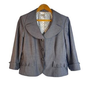 Tahari Arthur S Levine Blazer Single‎ Breasted Career Feminine Gray Size 12P